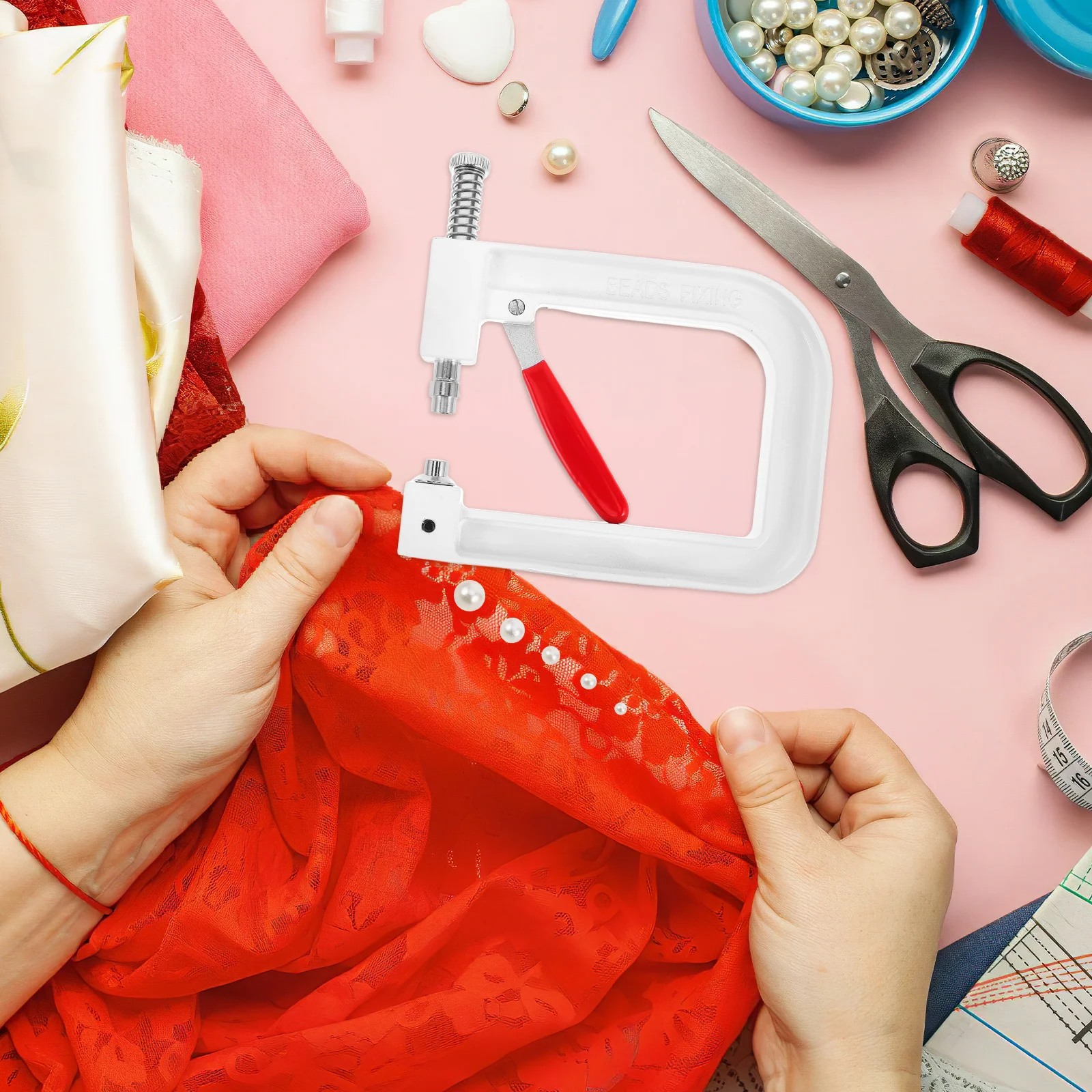 1Set Manual Bead Setting Machine Hand Press Pearl Setting Tool for Jewelry Making Portable Durable Rivet Press Kit