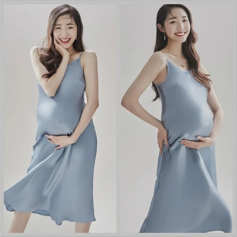 Maternity Photography Dresses 4 Color Loose Suspender Dress Pregnancy Photo Shoot Clothes Pregnant Women Photography Props New