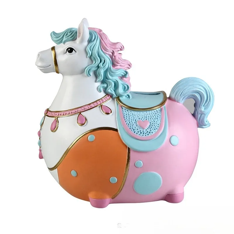 Large Capacity Horse Piggy Bank One-way Inlet Saving Box Creative Mascot Ornament for Living Room TV Cabinet Home Decor