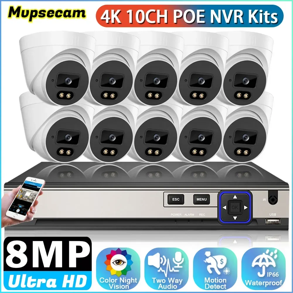 

XMEye 4K 10CH NVR Surveillance System 8MP Audio Color Night Vision Motion Detect CCTV POE Security IP Camera Video Monitor Kit