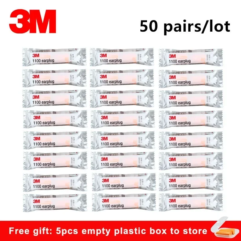 

50pairs/lot 3M 1100 noise earplugs Genuine security 3M protectores auditivos sponge soundproof earplugs