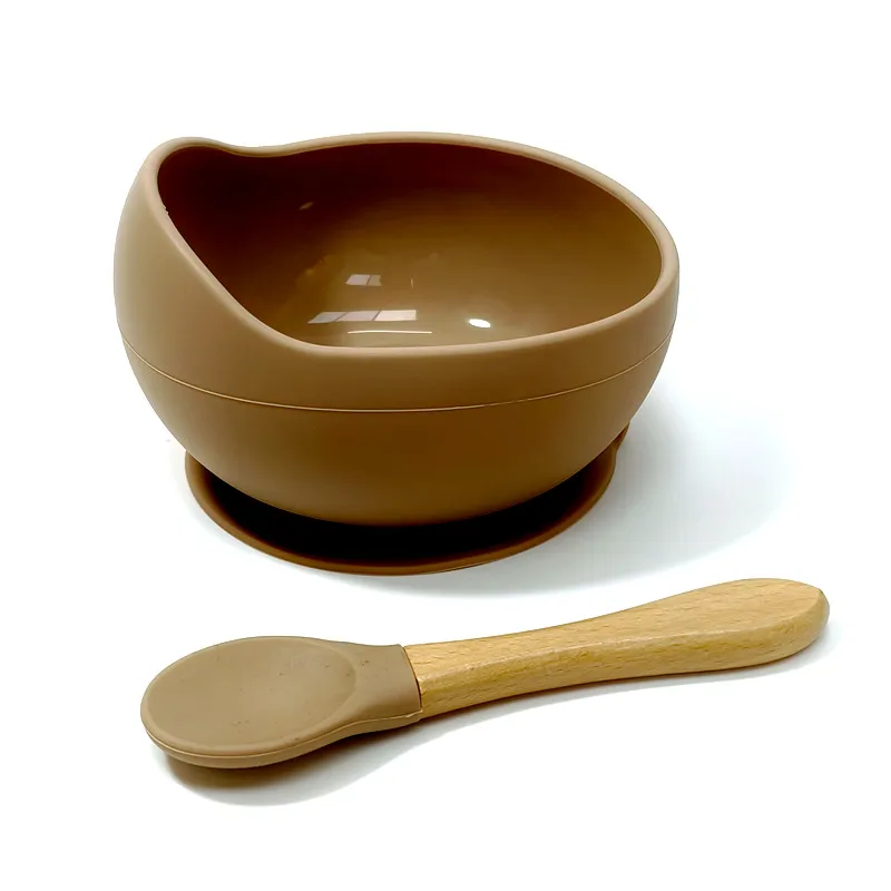High Quality Spill-proof Silicone Feeding Bowl Baby Tableware Children's Dinner Spoon Food Grade Silicone Baby Silicone Tablewar image 3