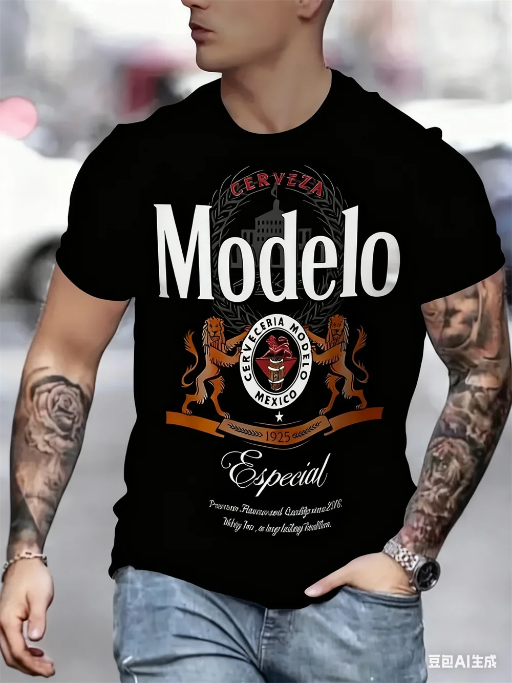 

Men's Retro Beer Label Pattern T-shirt Fashion Trend Casual Short Sleeve Shirts Daily Street Casual Beer Enthusiast Men Clothing