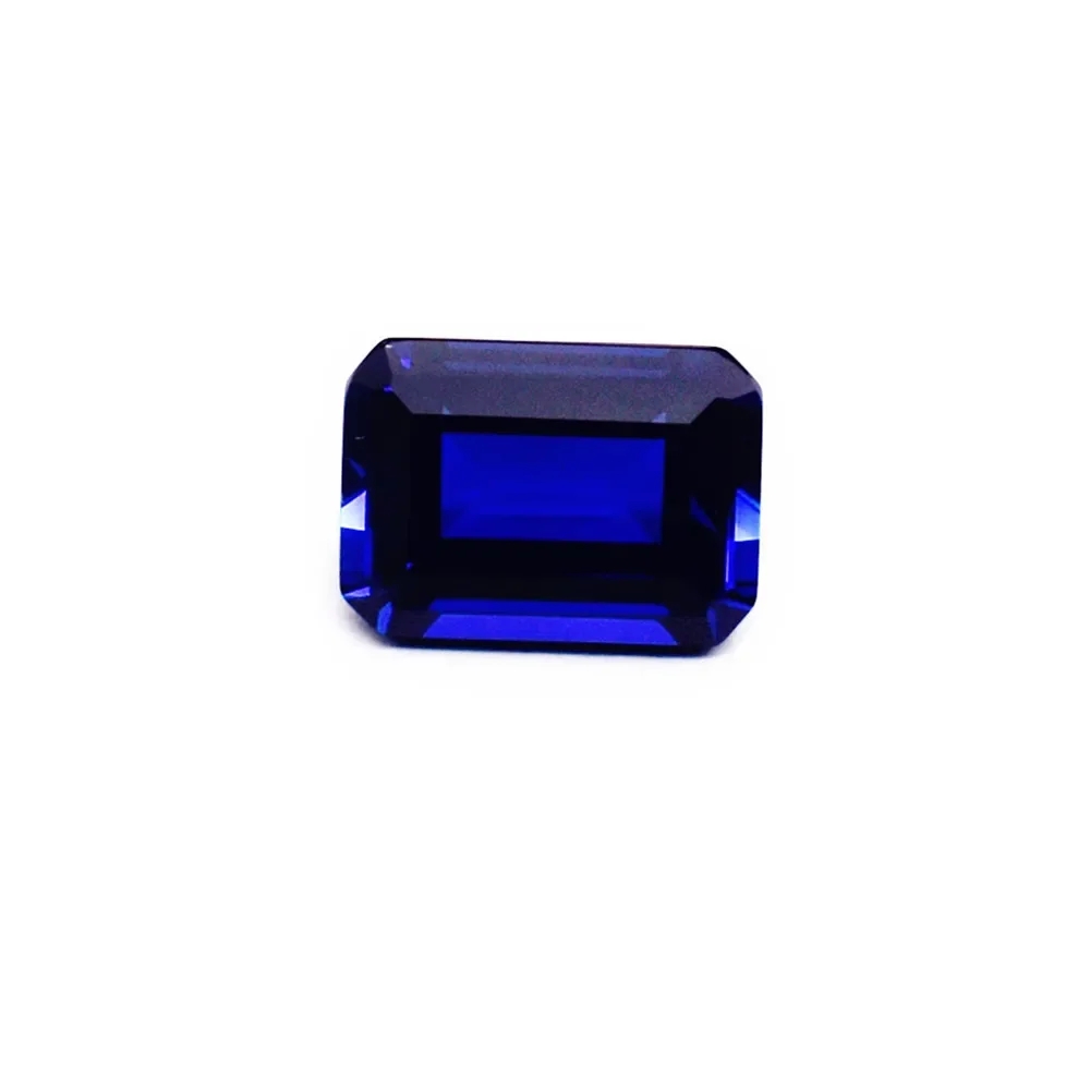 High Quality Sapphire Mohs Hardness 9 Rectangle Faceted Gemstone Grade AAA Cutting Emerald Cut Royal Blue Sapphire Gem SP028
