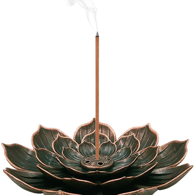 

Incense Burner - Lotus Stick Incense Holder 5 Incense Holes with Detachable Ash Catcher