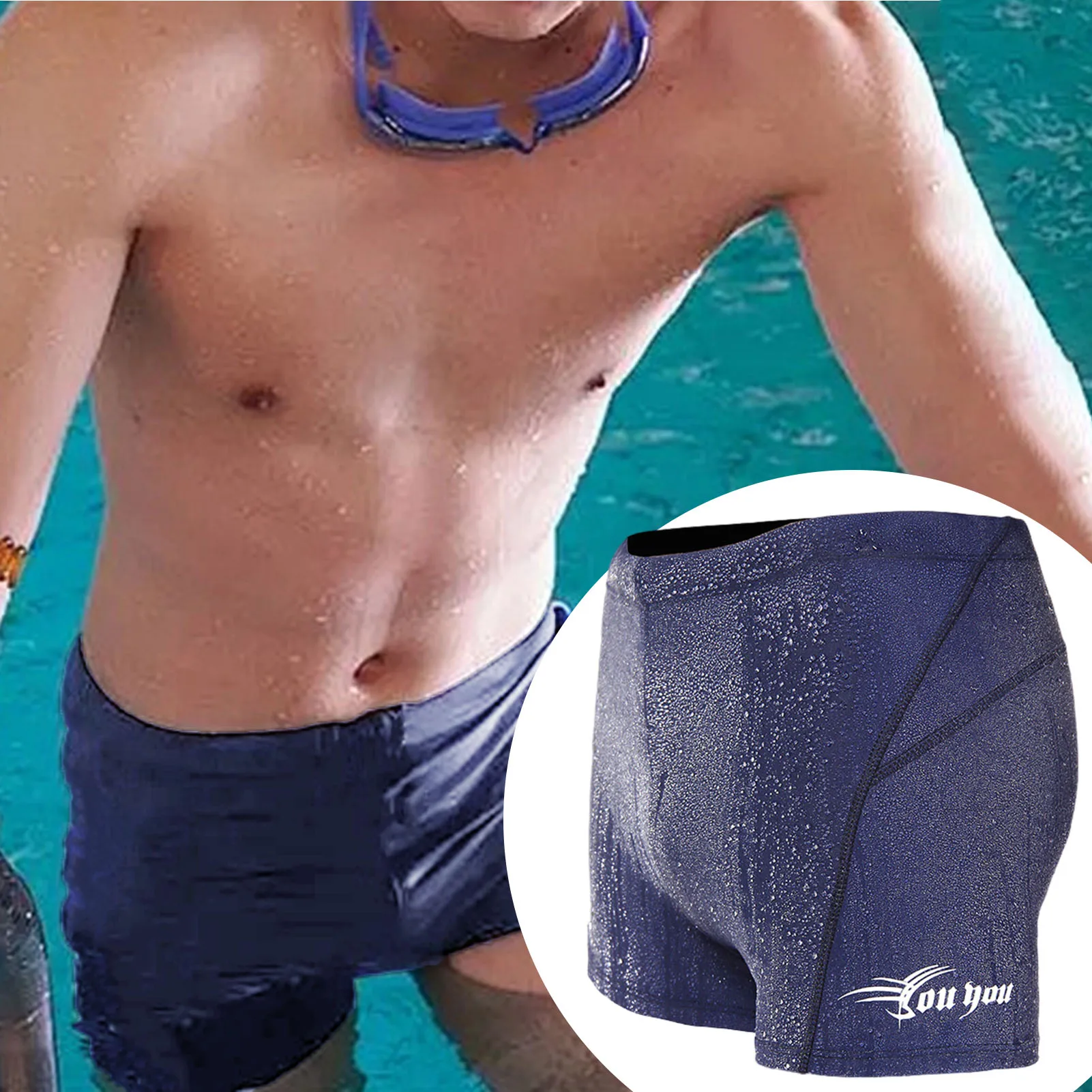 Men's Trendy Swimming Trunks Flat Corner Plus Size Spa Loose Swimming Pants for Boys Men Outdoor Swimming