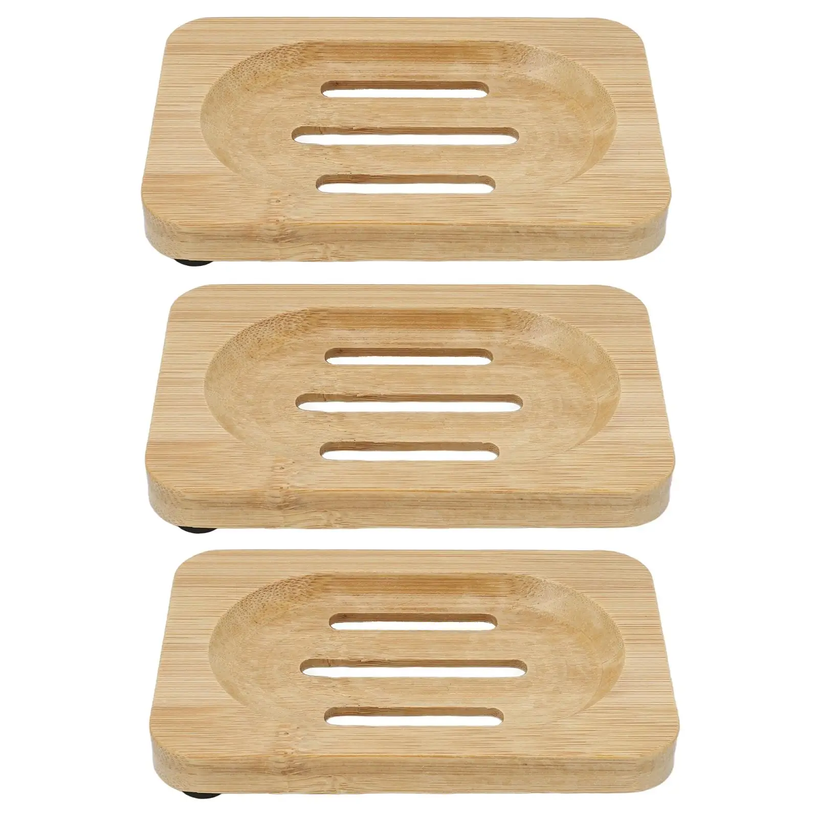 

Bamboo Soap Holder Stylish Rectangular Waterproof Draining Soap Dish for Hotel