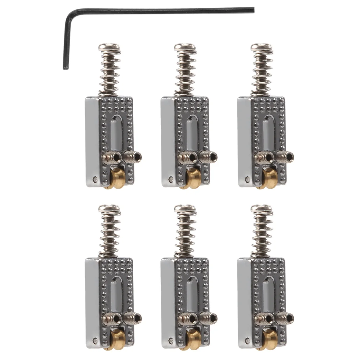 6 Roller Bridge Tremolo Saddles With Wrench For Fender Strat Tele Electric Guitar Chrome Color