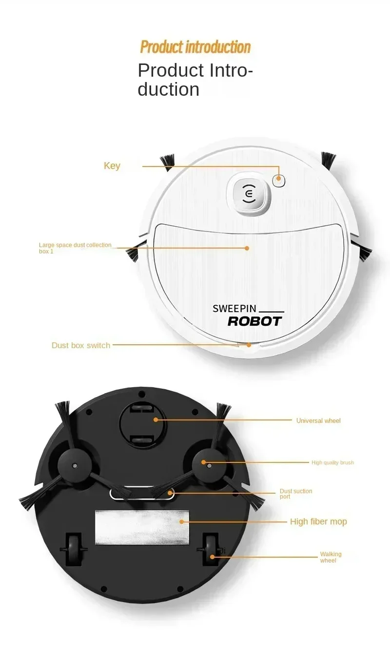Lenovo Intelligenter Saug- und Wischroboter, USB-aufladbar, Multifunktional, Starke Saugkraft, Wischen, Saugen, 5-in-1 Elektrischer Reiniger – Detail 12