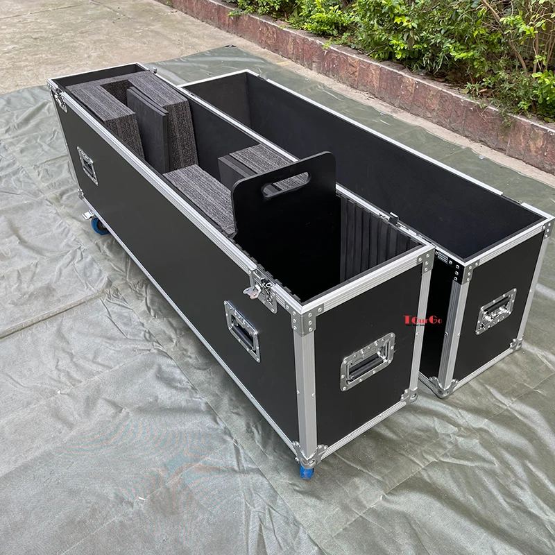 55"-65" Caixa de vôo de TV LCD/LED/Plasma única ajustável universal com rodas de 4"