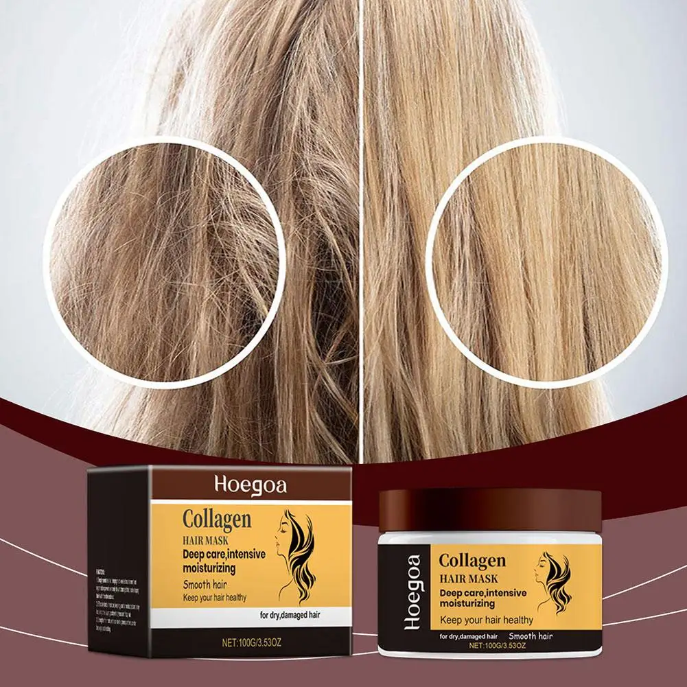 Película de colágeno para el cuidado del cabello, cuidado profundo del cabello, repara el cuidado del cabello, hidratación suave, mejora el encrespamiento del cabello, productos de China X3j6, 100g