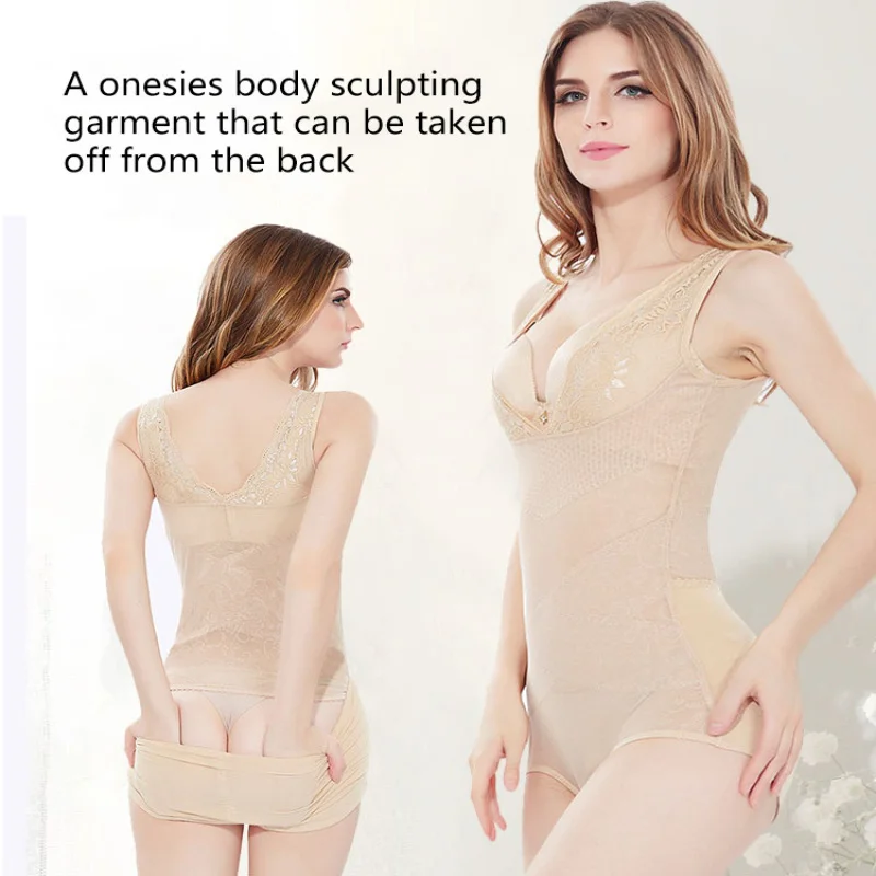 Después de quitar el tipo de mono moldeador de cuerpo, levantamiento de vientre femenino, protección de cadera, cintura, ropa moldeadora de cuerpo de encaje
