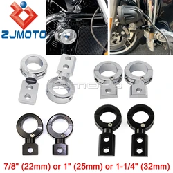 Black Chrome Aluminum Motorcycle 22mm 25mm 32mm Auxiliary Light Mount Bracket Spotlight Fog Light Holder Clamp 7/8