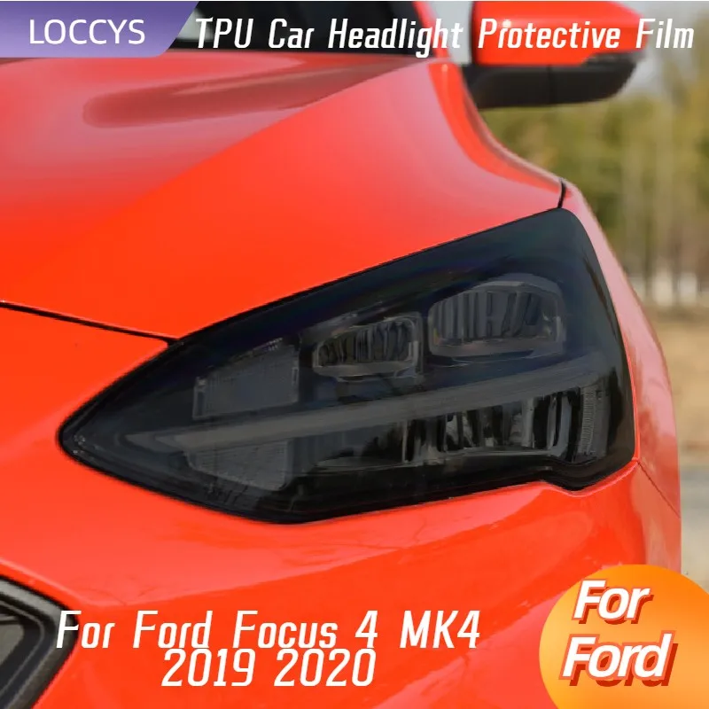 

For Ford Focus 4 MK4 2019 2020 Car Headlight Protection Tint Film Smoke Black Transparent TPU Front Light Sticker Accessories