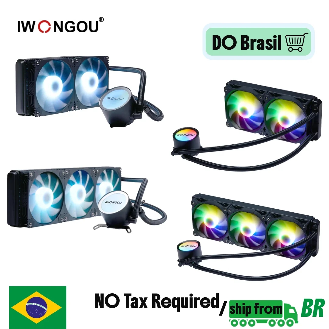 Cooler de Água IWONGOU 120/240/360mm, Ventilador de Resfriamento para CPU, Radiador RGB para Computador PC, Dissipador de Calor para INTEL LGA 1151/1700/2011/AM4/AM5 AMD