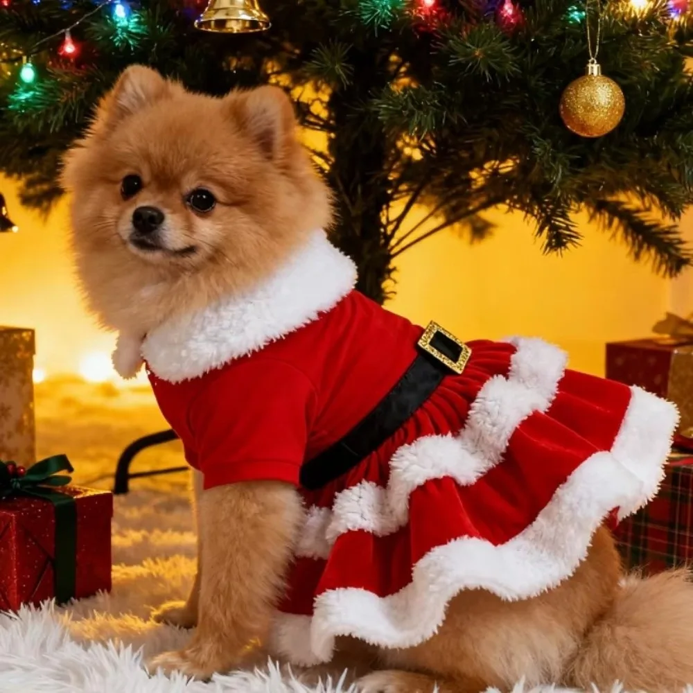 New Fancy Pet Dress Red Cute Pet Clothes Pet Cosplay Garment Accessories Christmas