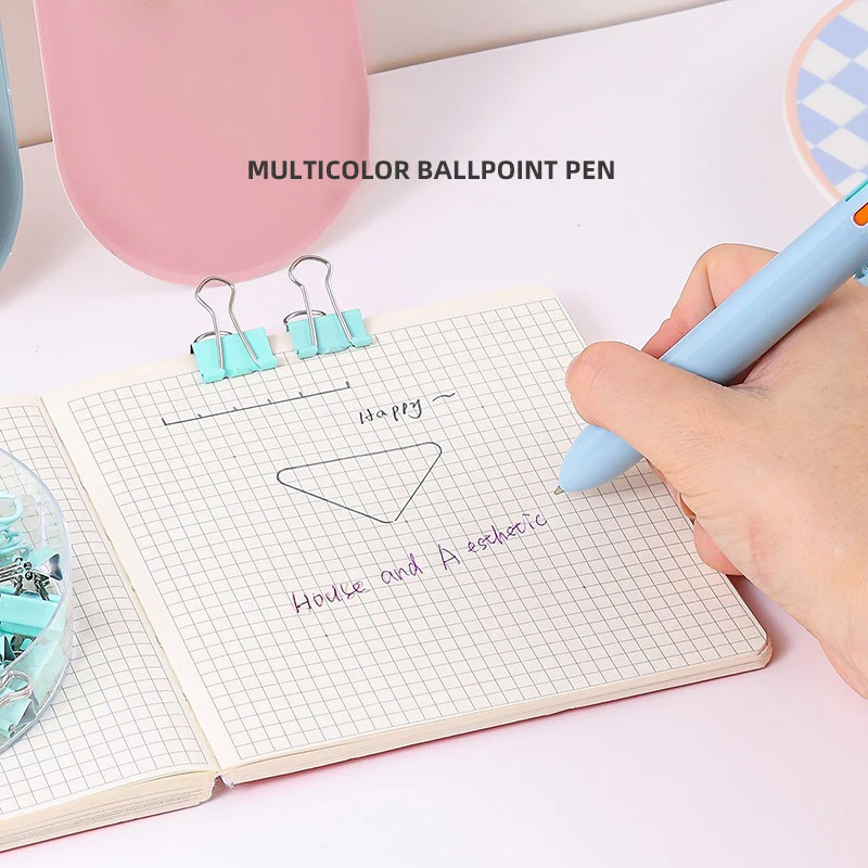 Kawaii Stationery 7-piece Set(6-color Ballpoint Pen Gel Pen Pencil Marker Utility Knife Correction Tape Eraser) Student Souvenir