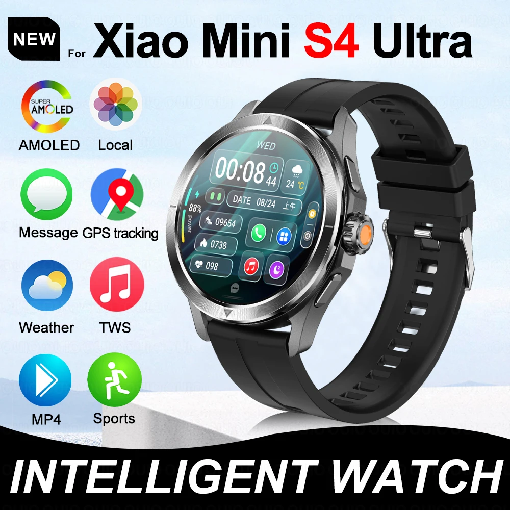 

For Xiaomi S4 Ultra Outdoor Sports Smart Watch Men AMOLED Screen NFC GPS Compass Heart rate Waterproof Bluetooth Call SmartWatch