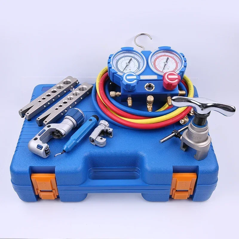 

VTB-5B refrigeration tool set, flying over the R410 fluoride meter, flaring device, pipe riser, cutter combination set