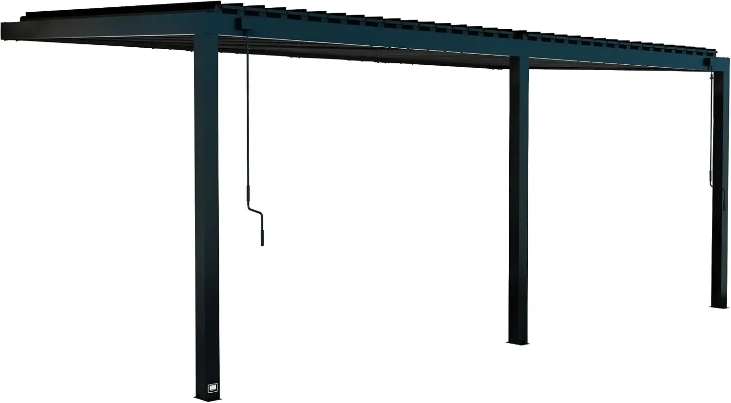 Evanston 20'x10' Galvanized Steel Wall-Mounted Louvered Pergola Kit with Adjustable Roof, Shade, Rain Protection, High-Wind Rati