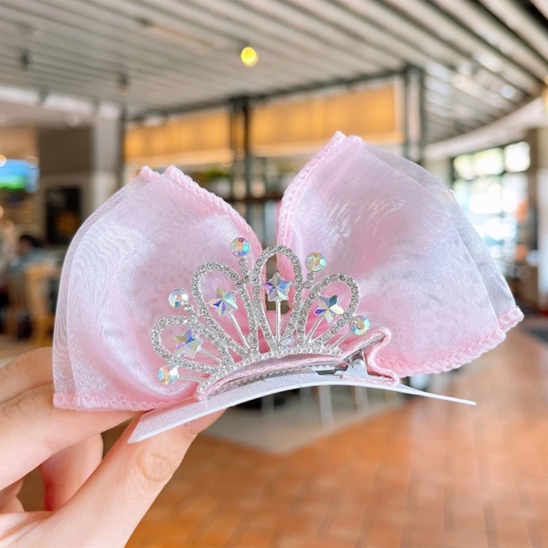 Baby Mädchen Haarspangen Stehende Haarschleifen Krone Haarnadeln Druckknöpfe Haarschmuck