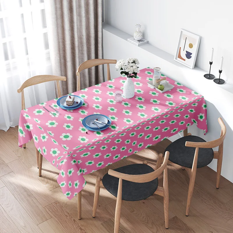 

Vintage Floral Tablecloth - Pink with Green Flowers - Waterproof Anti-Static Decorative Fabric for Dining Tables - Perfect for H