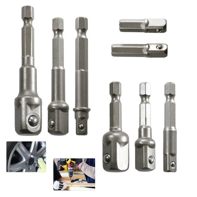 Electric sleeve transfer rod 8pc bead connector rod 1/2 3/8 1/4 hex handle air screwdriver connector rod adapter rod