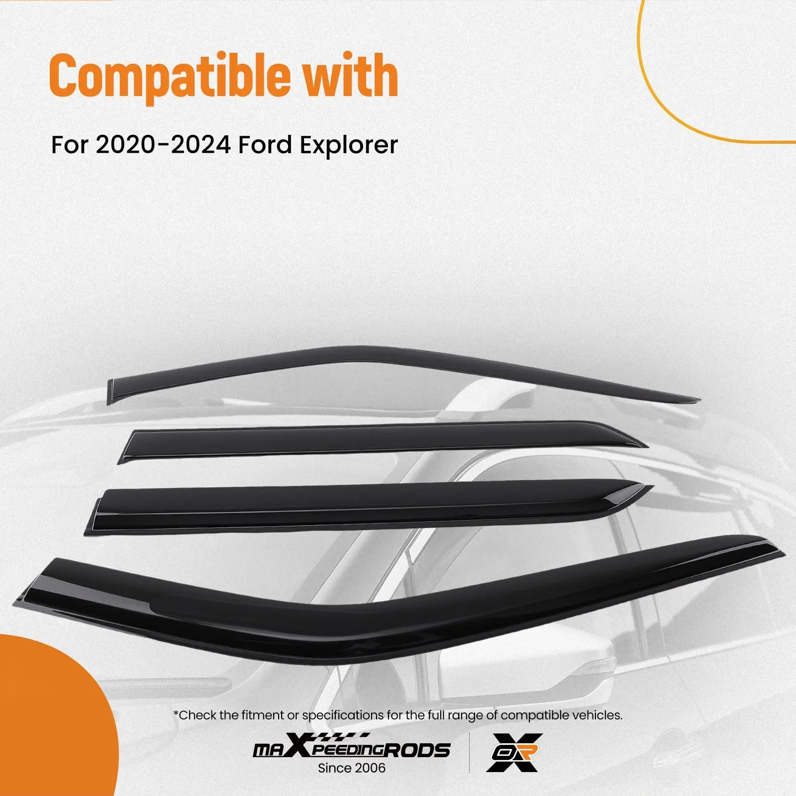 

Side Window Rain Guards Vent Visors for Ford Explorer 2020-2024 4PC Set Black Tinted