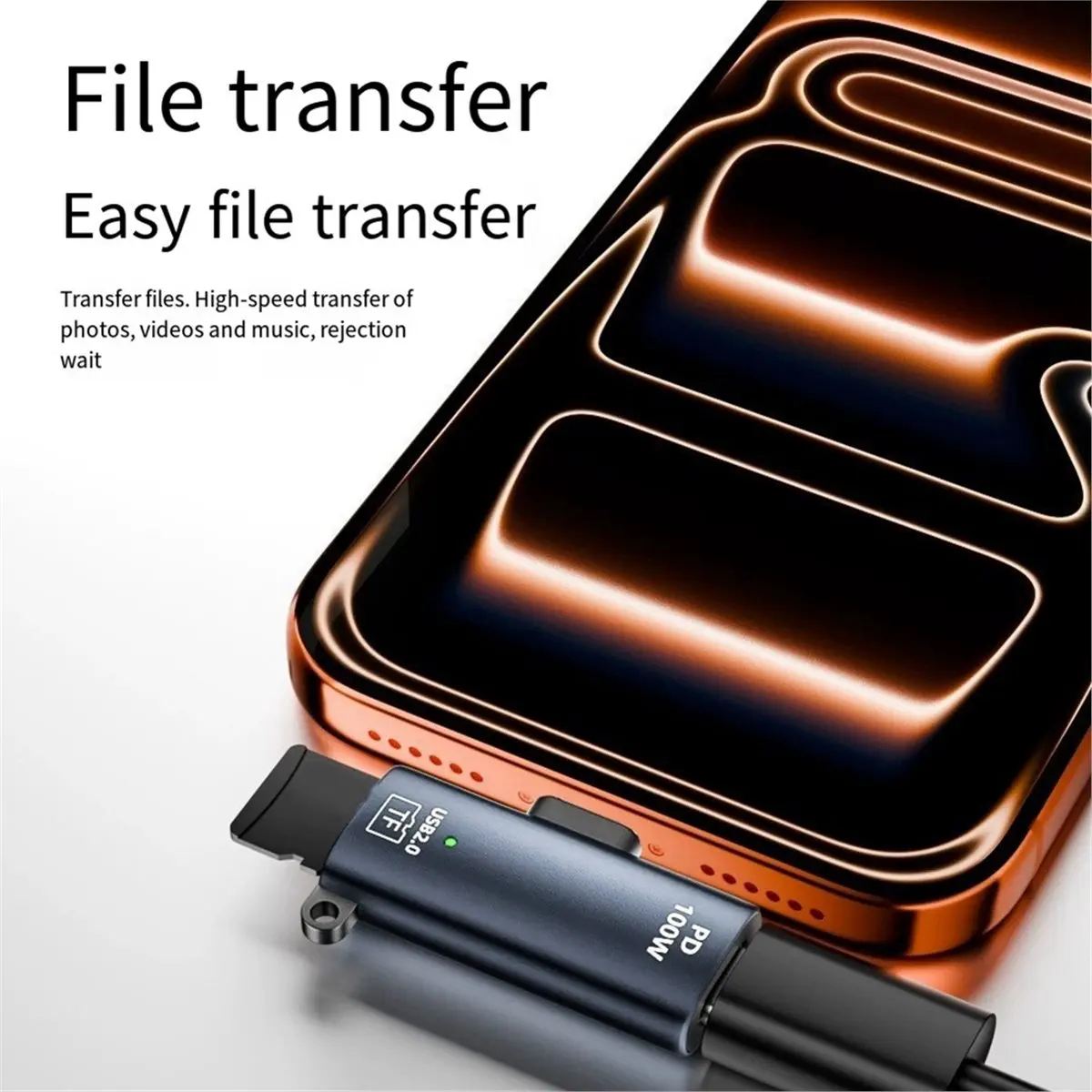 2 in 1 OTG Adapter PD100W USB C Charger Type C Male to TF Memory Card Reader U Disk Reading for Phone Tablet Laptop A
