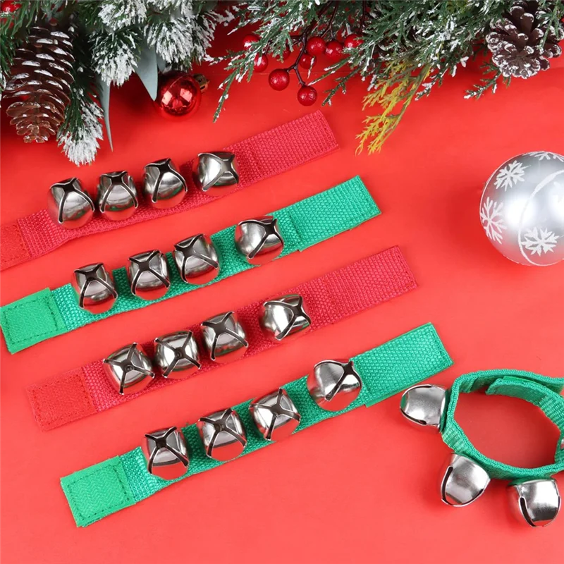 

AB39-12 Pcs Wrist Band Bells Bracelets Jingle Bells Musical Ankle Bells Rhythm Instrument For Kids Christmas Party Favors