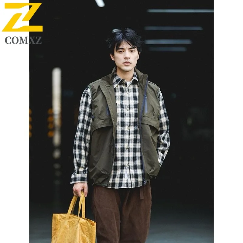 

COMXZ M 8XL Cross Border Outdoor Vest Men Spring Autumn Thin Multi Pocket Middle Aged Workwear Tactical Vest