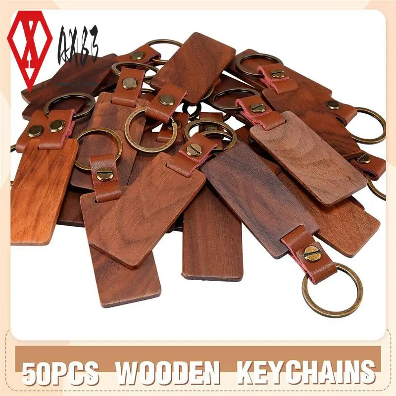 

AX83-100 Pack Leather Keychain Blanks Wooden Keychain Blanks Wood Keychain Blank Wooden Keychain Wood Tags
