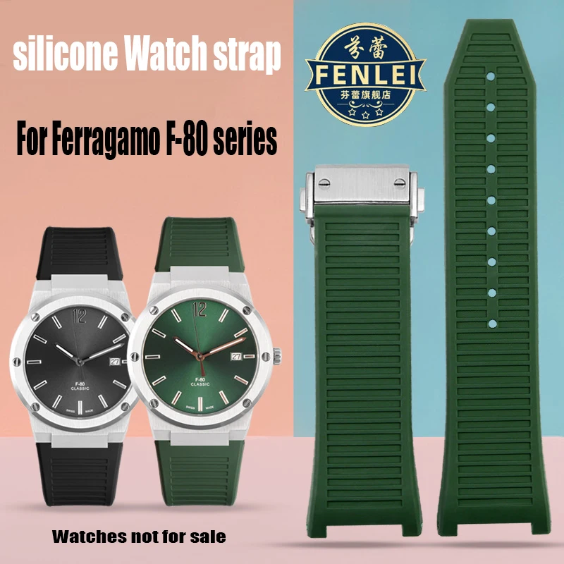 

High quality Silicone Watchbands For Ferragamo F-80 series Watch Strap notch Rubber sports Waterproof Bracelet accessories 26mm