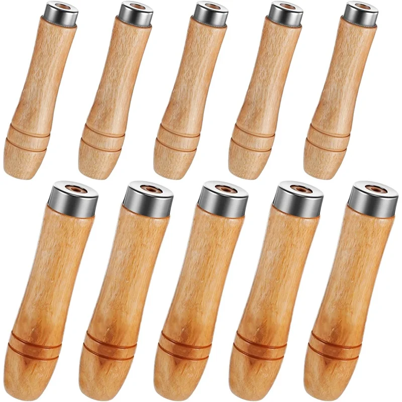 Fresh Medium& Large Wooden File Handle With Strong Metal Collars 10 Pcs Wood Handles For Screwdriver Hand Drill File Handle