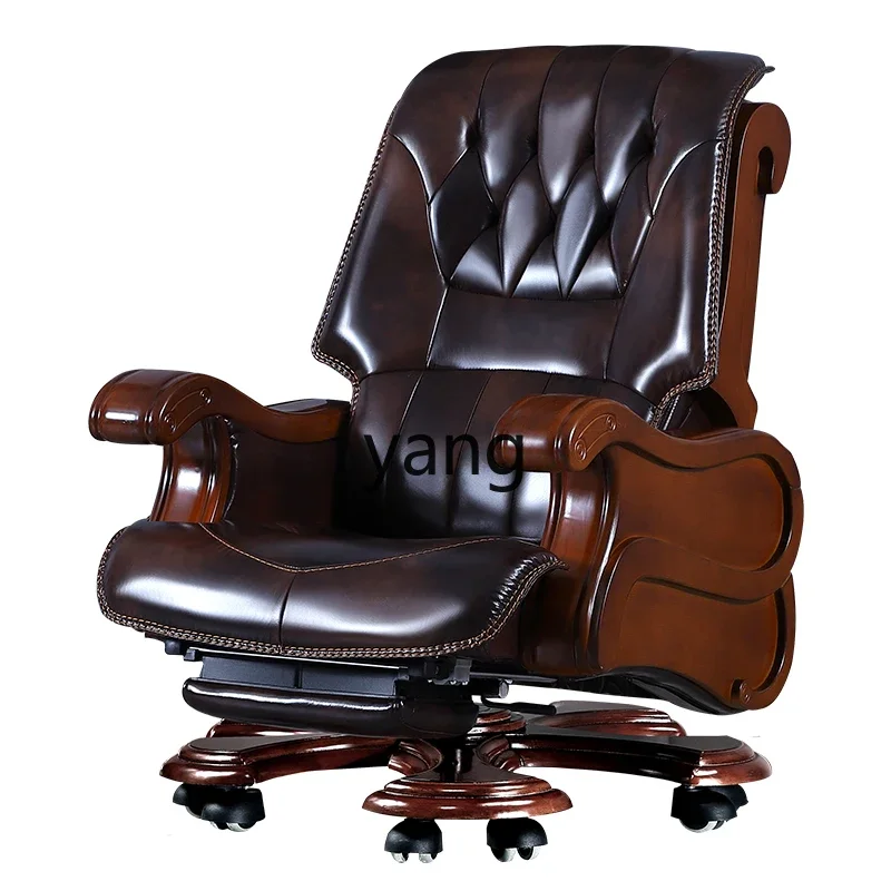 

lhh Leather Office Reclining Massage Home Computer Lifting Swivel Chair