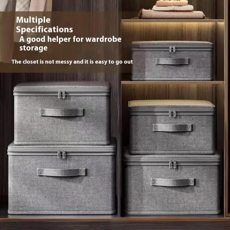 

Multifunctional Foldable Storage Box With Cloth Cover Large Capacity For Quilt Bra Underwear Home Closet Organizer