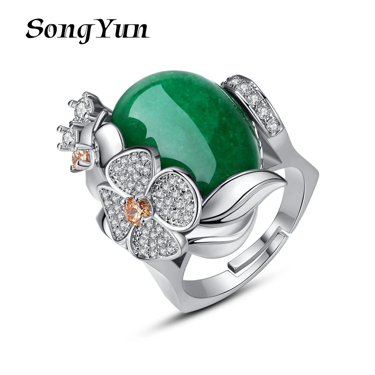 

SongYun Jewelry Manufacturer MHT Chalceceary Ring Brass Zircon Ring Opening Adjustable Hand Jewelry Women Rings Bands Jewelry