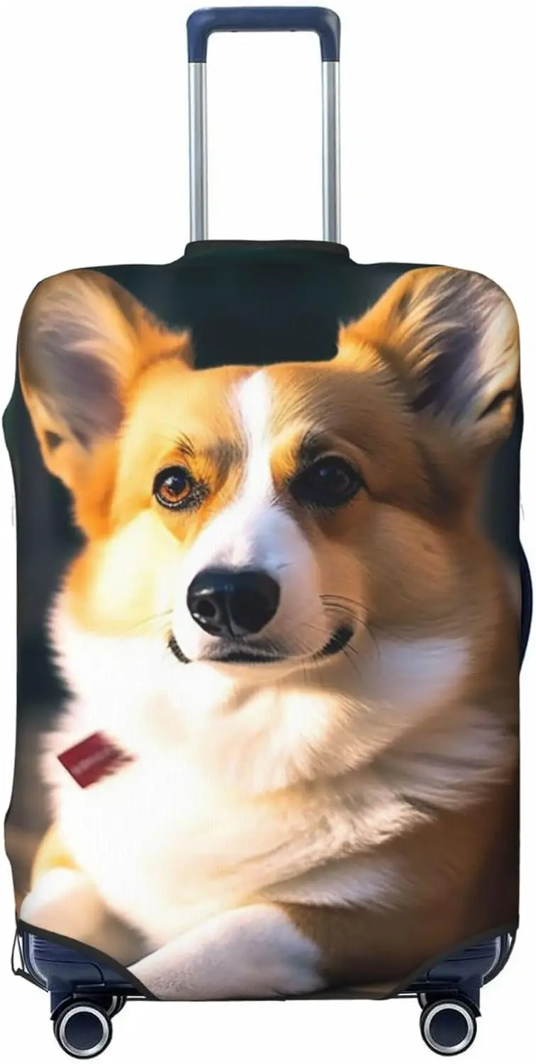 

Travel Luggage Cover Smart Corgi Suitcase Covers for Luggage Fashion Suitcase Protector Fits 18-32" Luggage, Black
