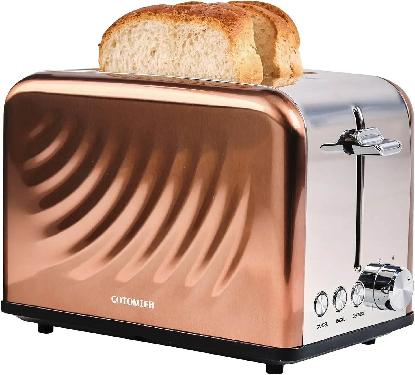 

Toaster 2 Slice, Retro Cream White Stainless Steel Toaster with Defrost Bagel Cancel Function & 6 Shade Settings (Rose Gold)