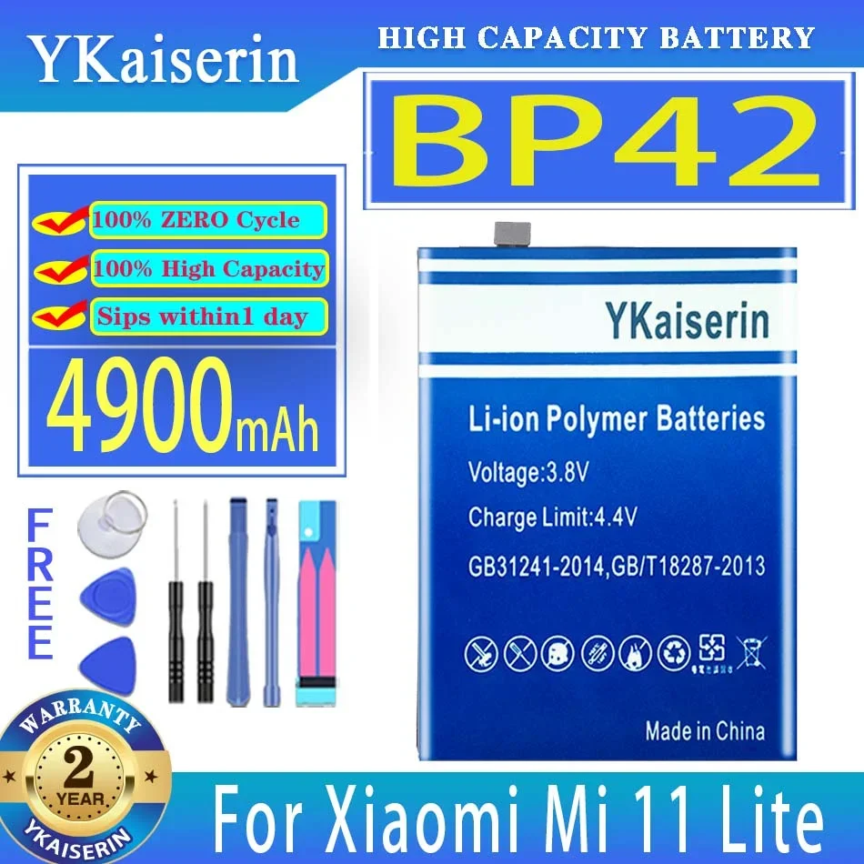 YKaiserin Battery BP42 4900mAh For Xiaomi Mi 11 Lite Mi11 Lite 11Lite Bateria