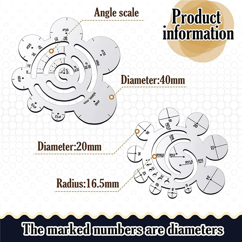 Round Leather Cutting Tools Metal Corner Cutting Ruler Circle for DIY Leathercraft Working Drawing Leather Projects B