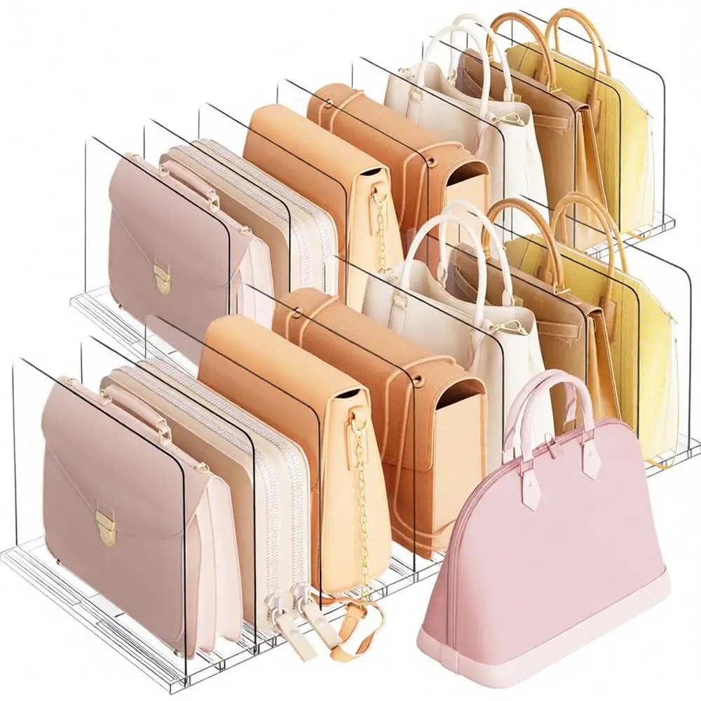 

Adjustable Closet Organizer Rack, Extra-Long Shel Divider, Base Panels, Dividers, Non-Slip Handbag Holder, Clothes, Kitchen, Off