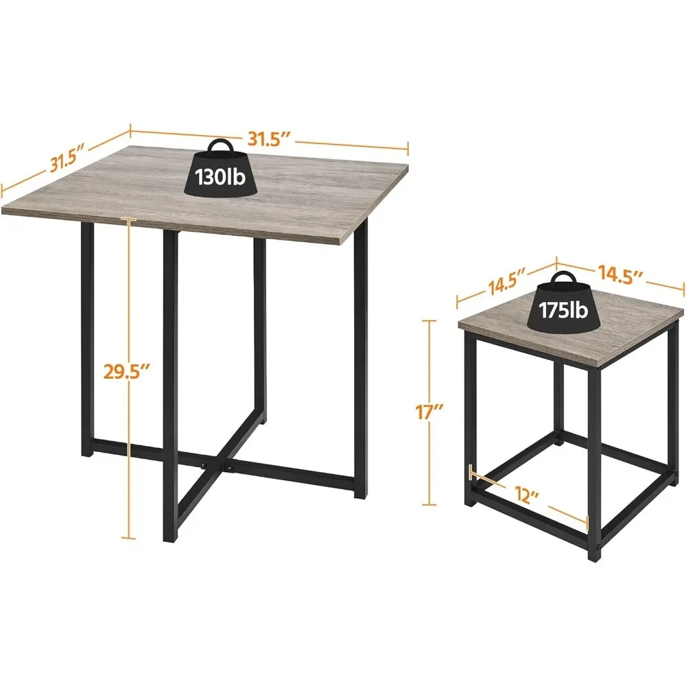 Conjunto de mesa de jantar de 5 peças, conjuntos de cadeiras de cozinha industriais para 4 compactos com bancos, design que economiza espaço, apartamento, espaço pequeno