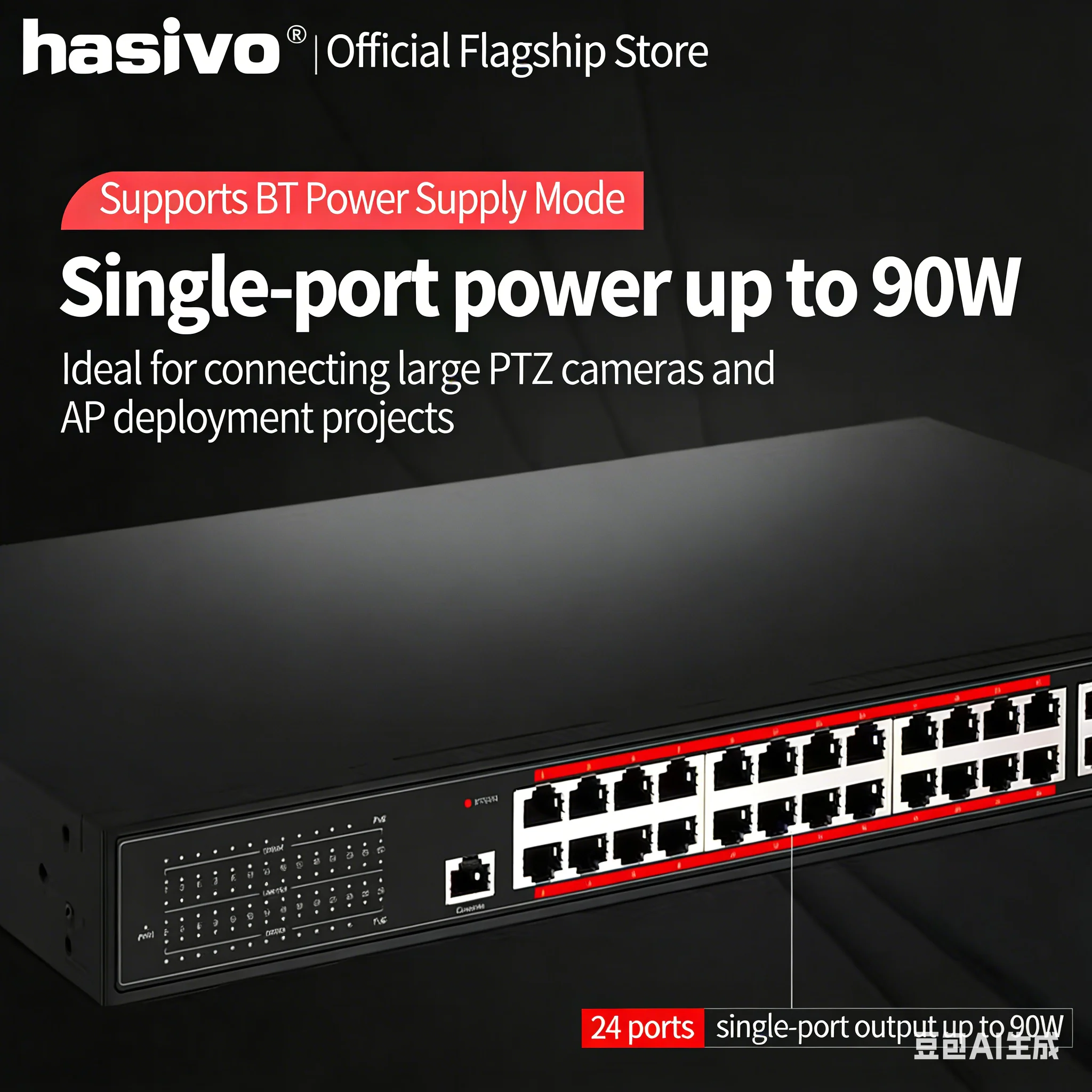 HASIVO S5800WP-24G-4TC-BT 24GE BT 90W L2 Managed High Power PoE Switch with 4 Combo Ports