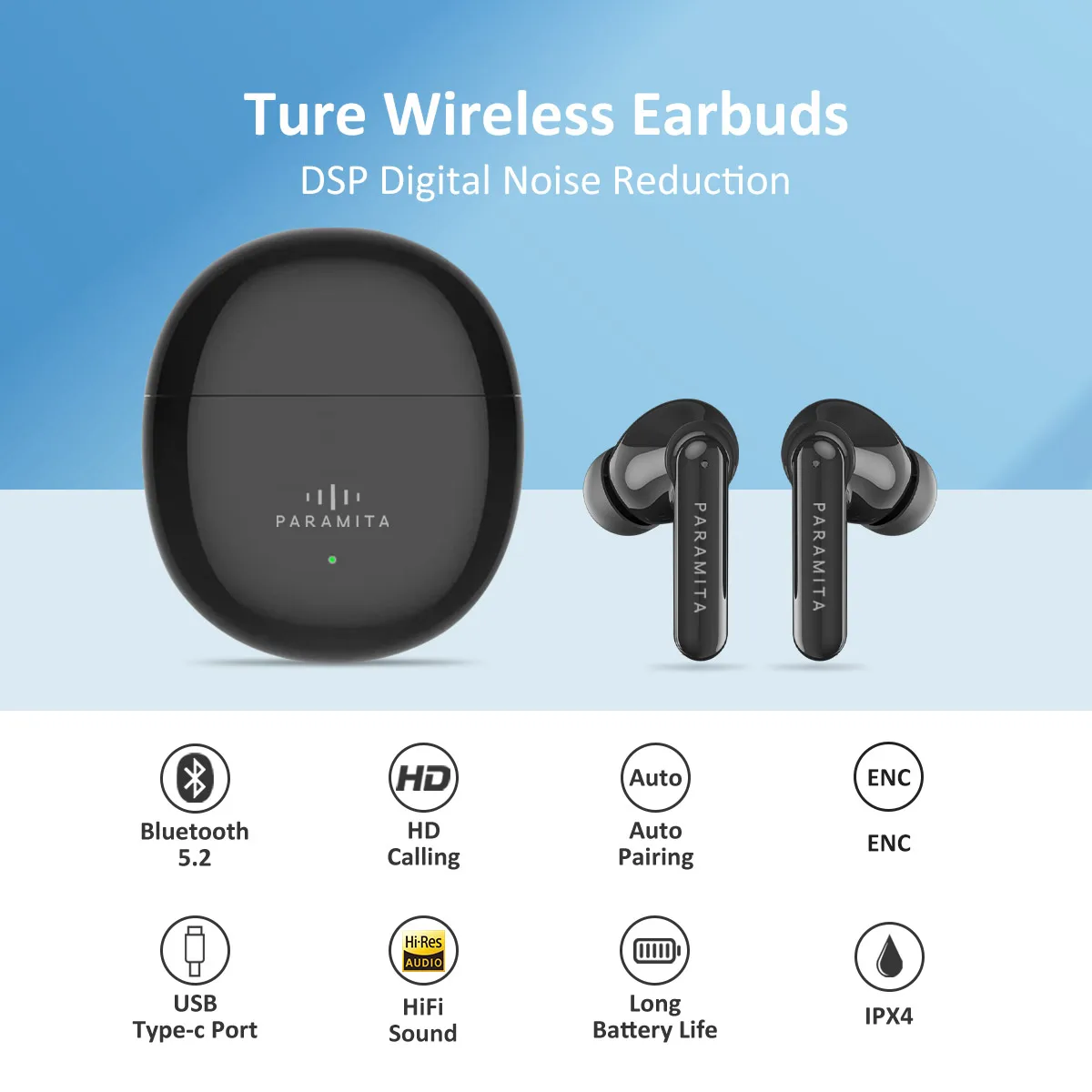 Param ita drahtlose Bluetooth-Kopfhörer BT 5,2 wasserdichte Sport-Headsets Anruf geräusch reduzierung kopfhörer mit Gaming-und EQ-Modus