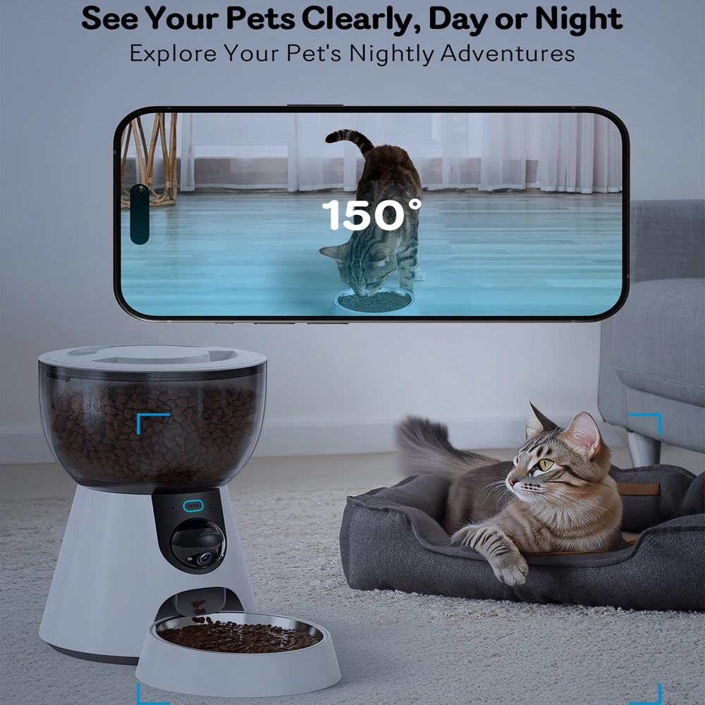 2L 4L 5G Net Automatic Cat Feeder Smart Pet Feeder For Cats Dogs Food Dispenser With Camera Recorder Timing Video Feeding Bowl