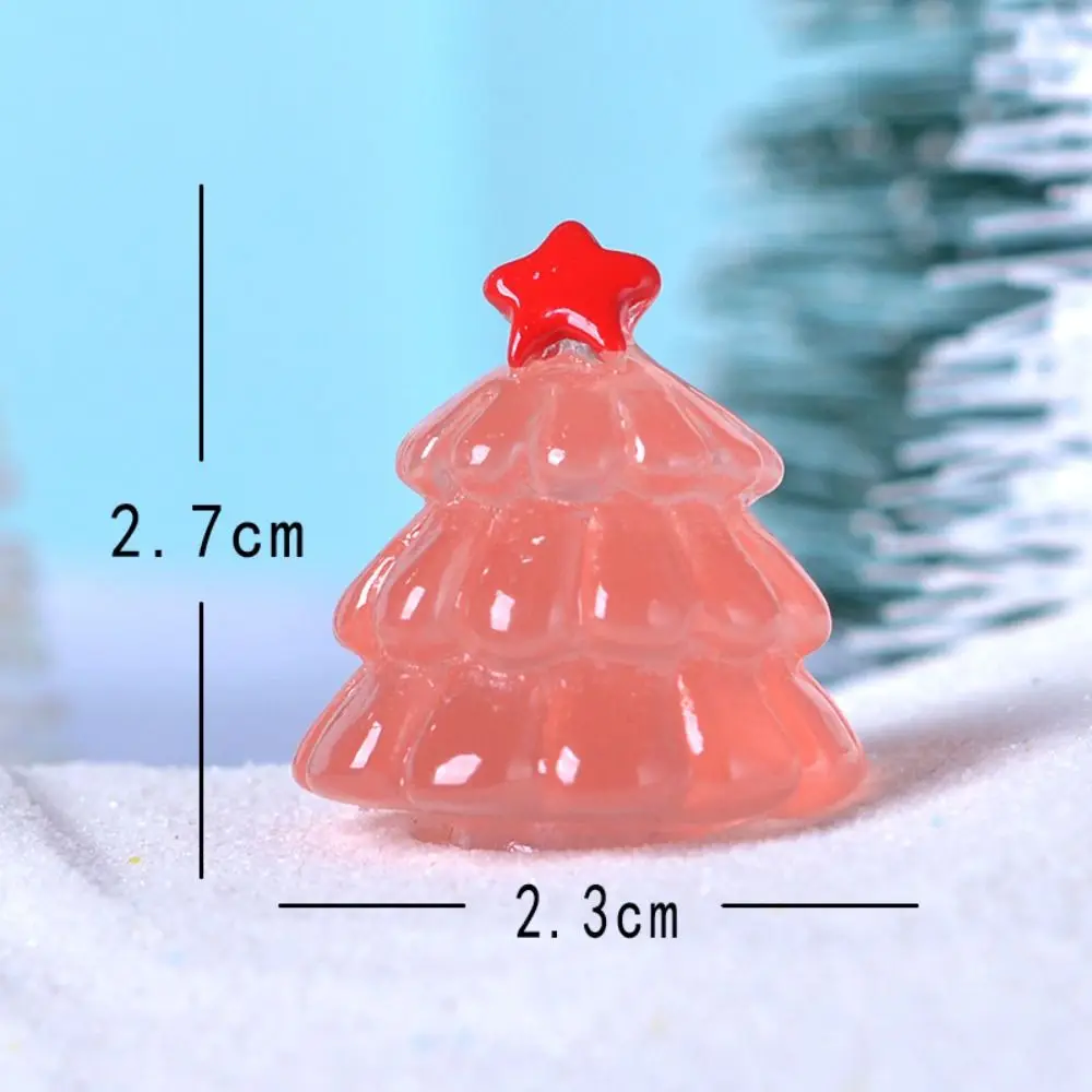 10 Pcs Mini Luminous Tree Glowing Cartoon Miniature Statue Noctilucent Transparent Glow-in-the-dark Leaflet Christmas Tree Home