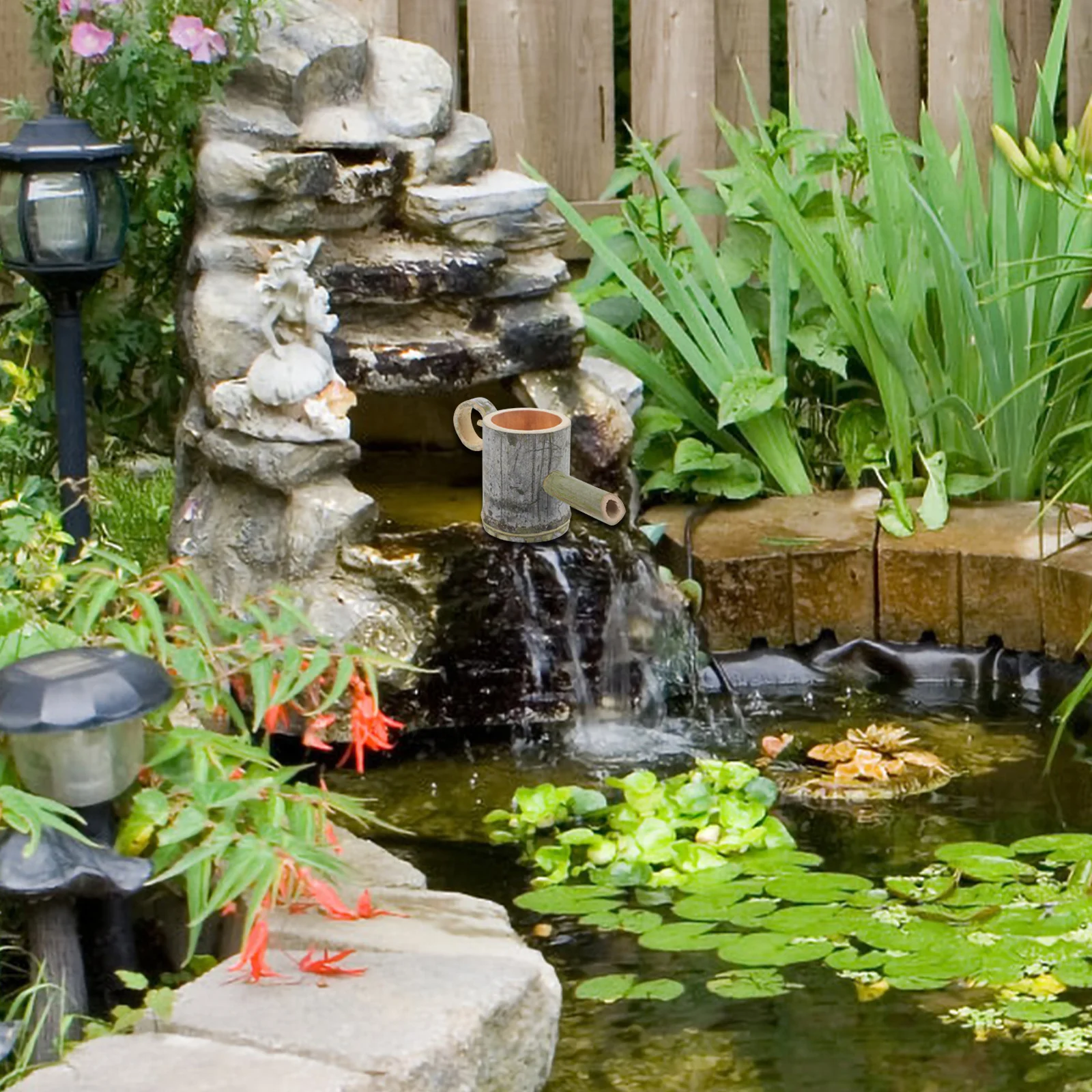 

Bamboo Tube Small Garden Fountain Recycling Fish Tank Water Fountain Outdoor Indoor Water Recycling Bamboo Decor