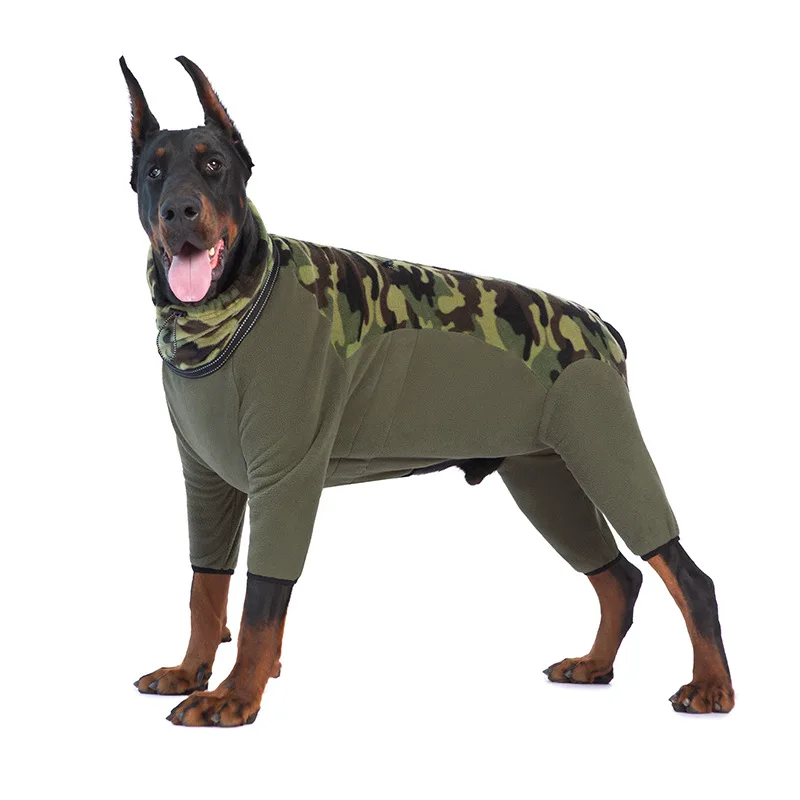 Camouflage Winter Big Dog Clothes Thicken Fleece Windproof Pet Jumpsuit Warm Coat Adjustable Pet Overalls for Medium Large Dogs