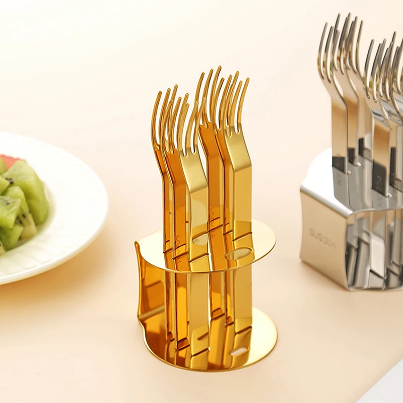 1/6Pcs Stainless Steel Fruit Forks Household Small Forks 6pcs Cake Dessert Forks Cute Mini Forks Set Kitchen Tableware